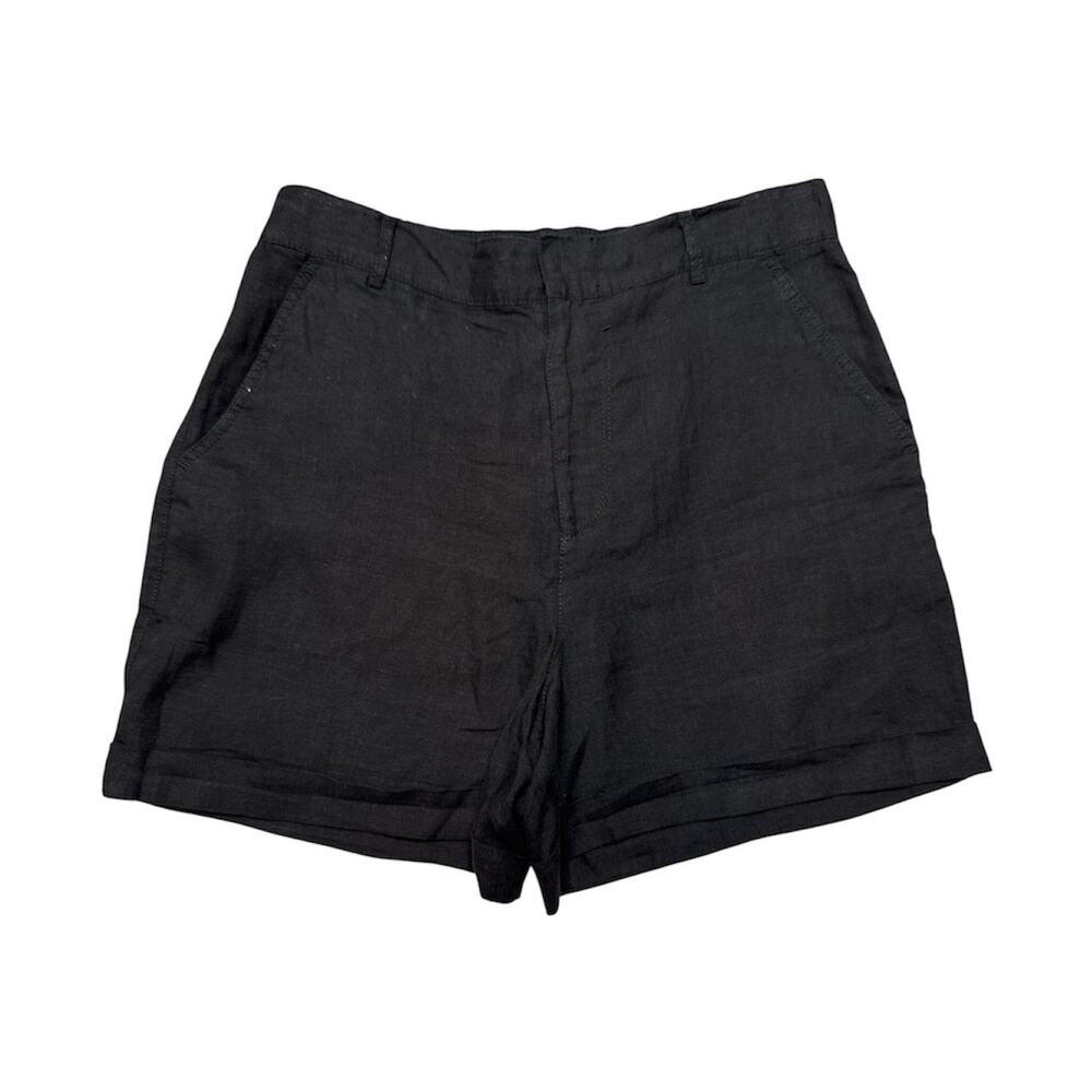 Pure DKNY Black Linen 4.5" Shorts Black Size S